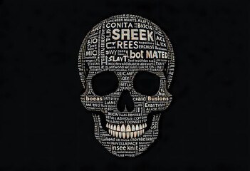 Mysterious Skull Typography Art - Bold and Dark Illustration for Modern Aesthetic