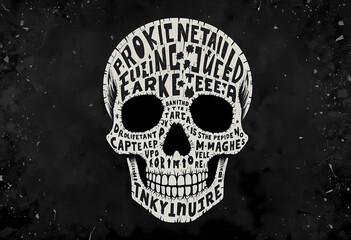 Mysterious Skull Typography Art - Bold and Dark Illustration for Modern Aesthetic