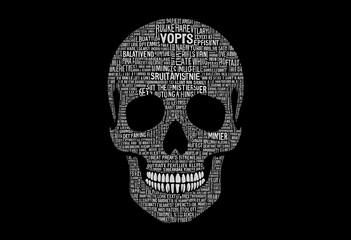Mysterious Skull Typography Art - Bold and Dark Illustration for Modern Aesthetic