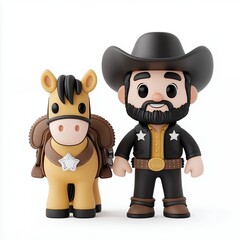 Naklejka premium Cartoon Cowboy and Horse Illustration