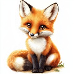 Adorable red fox character in a playful cartoon style.