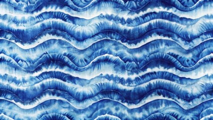 Serene Watercolor Waves An Abstract Design Featuring Undulating Blue Hues and Textured Patterns Ideal for Textile Prints, Home Decor, and Artistic Applications