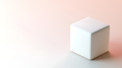 Fototapeta premium A minimalist 3D cube with smooth surfaces and subtle reflections, isolated on soft gradient background.