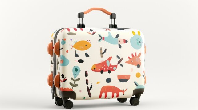 A fun and durable travel suitcase, designed with playful patterns,