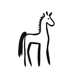 Minimalist Hand-Drawn Horse Sketch in Ink Style