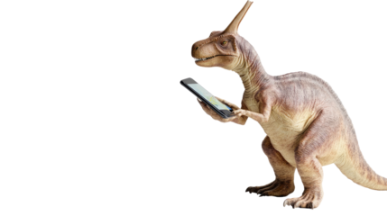 Dinosaur Using Tablet: A comical image of a dinosaur engrossed in a modern tablet, creating a humorous juxtaposition of ancient and contemporary technology.
