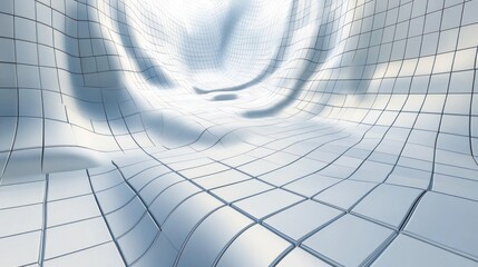 A smooth, undulating surface with grids creates an abstract digital landscape, inviting creativity and imagination in design applications.