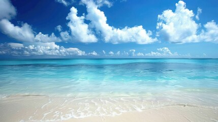 Obraz premium A harmonious sea and sky, blending soft blues and whites seamlessly,