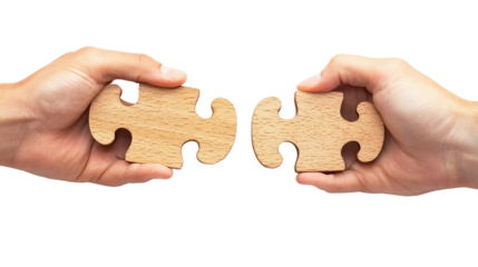 Completing the Puzzle: Two hands meticulously connect puzzle pieces, symbolizing collaboration, problem-solving, and the pursuit of a unified solution.