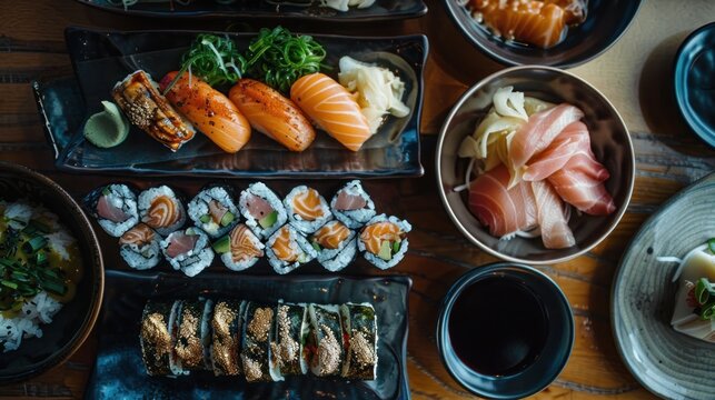 A hand-crafted hand-roll sushi, featuring fresh fillings and crispy seaweed,
