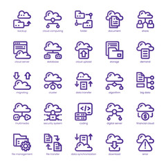 Cloud Storage Icon pack for your website, mobile, presentation, and logo design. Cloud Storage Icon line gradient design. Vector graphics illustration and editable stroke.