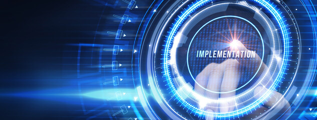 IMPLEMENTATION, web technology concept. Business, Technology, Internet and network concept.