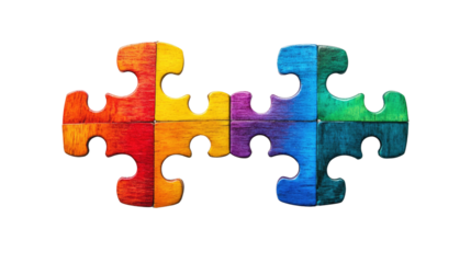 Colorful Jigsaw: A vibrant arrangement of colorful jigsaw puzzle pieces, meticulously connected to showcase the beauty of unity, collaboration, and problem-solving.