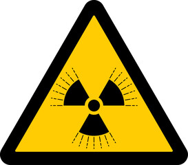 Fototapeta premium triangular warning sign, radiation hazard symbol, rays emanating, radioactive danger