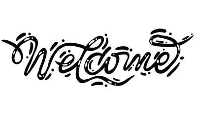 Welcome - vector calligraphic inscription with smooth lines.