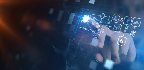 IMPLEMENTATION, web technology concept. Business, Technology, Internet and network concept.