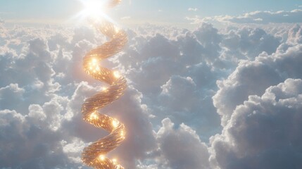 Obraz premium Golden Spiral Ascending Through Heavenly Clouds