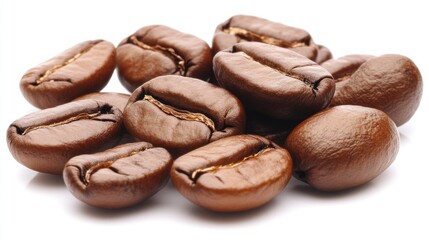 Obraz premium Roasted Coffee Beans: A Close-Up View of Aromatic Coffee Beans