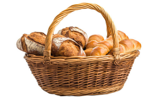Freshly baked bread in a rustic basket display
