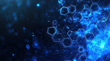A vibrant blue abstract background featuring interconnected hexagons, symbolizing innovation and technological advancement. Perfect for tech-related projects.