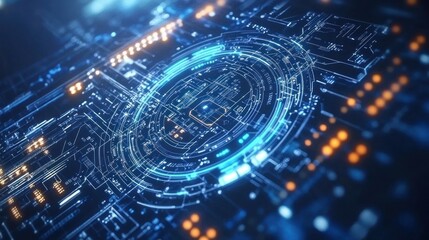 Abstract Futuristic Technology Background: Circuit Board Glow