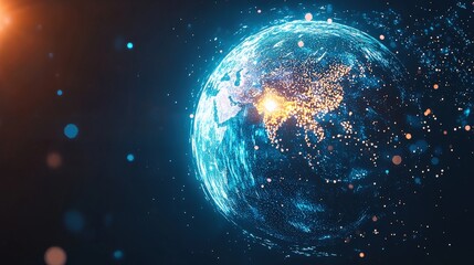 Obraz premium Digital Globe with Sparkling Connections