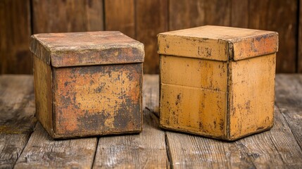 Rustic Wooden Boxes  Vintage Storage  Antique Containers  Grunge Texture  Aged Wood  Retro