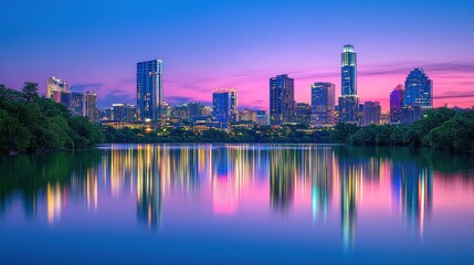 city Skyline at Dusk: A Serene Reflection