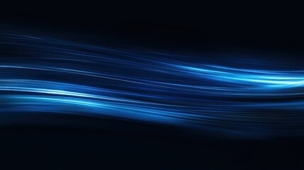 Abstract waves of blue light flow elegantly against a dark background, creating a serene and mysterious atmosphere. Ideal for modern designs and backgrounds.
