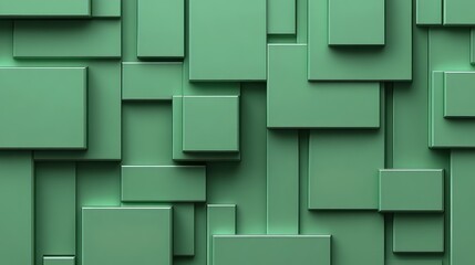 An abstract background featuring layered green shapes that create a modern, minimalistic design perfect for various creative projects.