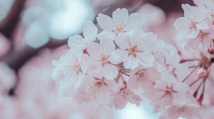 Obraz premium Delicate Pink Cherry Blossoms in Springtime Bloom