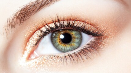 Obraz premium Close-Up View of Beautiful Green Eye with Stunning Makeup Details