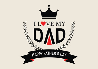 Elegant Happy Father’s Day Design with Laurel Wreath and Vintage Typography