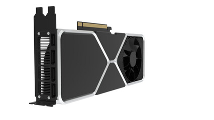 High-Performance Gaming Graphics Card with Isolated on Transparent Background