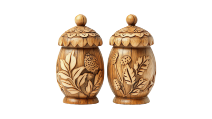 Floral wooden spice containers
