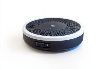 Fototapeta premium Monoxide Detector on White Background - Compact carbon monoxide detector, safety device, home security, clean air, sensor technology. Provides peace of mind, protects family