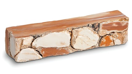 Fototapeta premium Raw Petrified Wood Slab Natural Beige and Brown Stone Block Decorative Mineral Specimen