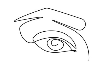 Eye continuous single line art and isolated outline vector design
