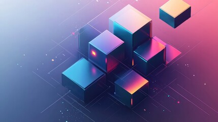 Obraz premium Abstract Digital Cubes, A Symphony of Color and Form