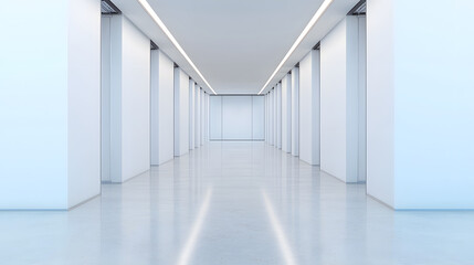 Fototapeta premium Modern Minimalist Corridor with White Walls and Bright Lighting