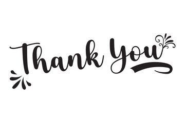 Thank you black text handwritten. Thank you black text white background vector. Thank you simple text.