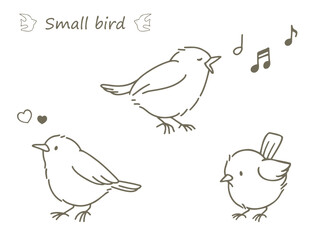 手描きのかわいい小鳥のイラスト素材セット