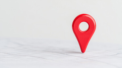 Red Pinpoint Location: A vibrant red location pin stands prominently, symbolizing direction on a map. Evoking a sense of adventure, planning, and the promise of journeys yet to be taken.
