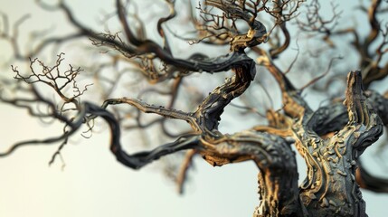 A detailed tree model, showcasing realistic textures and intricate branches,