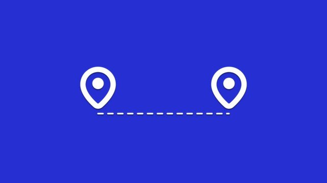Map pin animation on blue screen background, animated pop up location icon suitable for motion graphics about GPS, event locations, road markers, and travel.