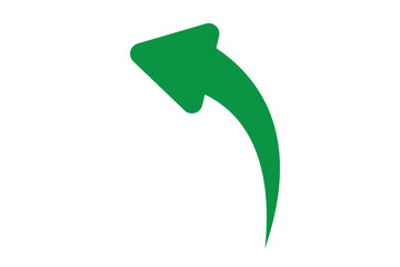 Rising arrow green gradation icon isolated on transparent background. Flat style arrow symbol for website, logo,app, ui and design. Curved arrow icon png. Hand drawn arrow icon.