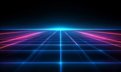 Futuristic Neon Grid Design, Generative AI
