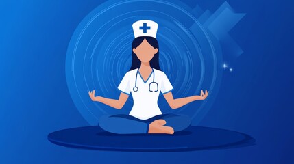 Nurse Meditating for Mental Health Awareness