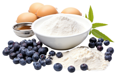 PNG Blueberry muffin baking ingredients fruit food bowl.