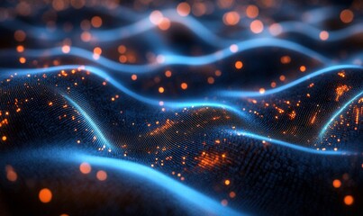 Futuristic Neon Grid Design, Generative AI